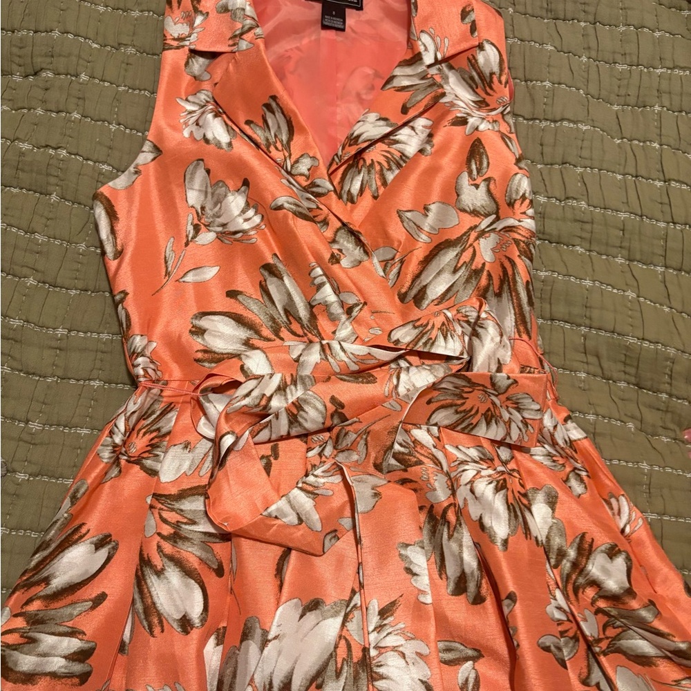 Jessica Howard Floral Mini Dress - Coral and White